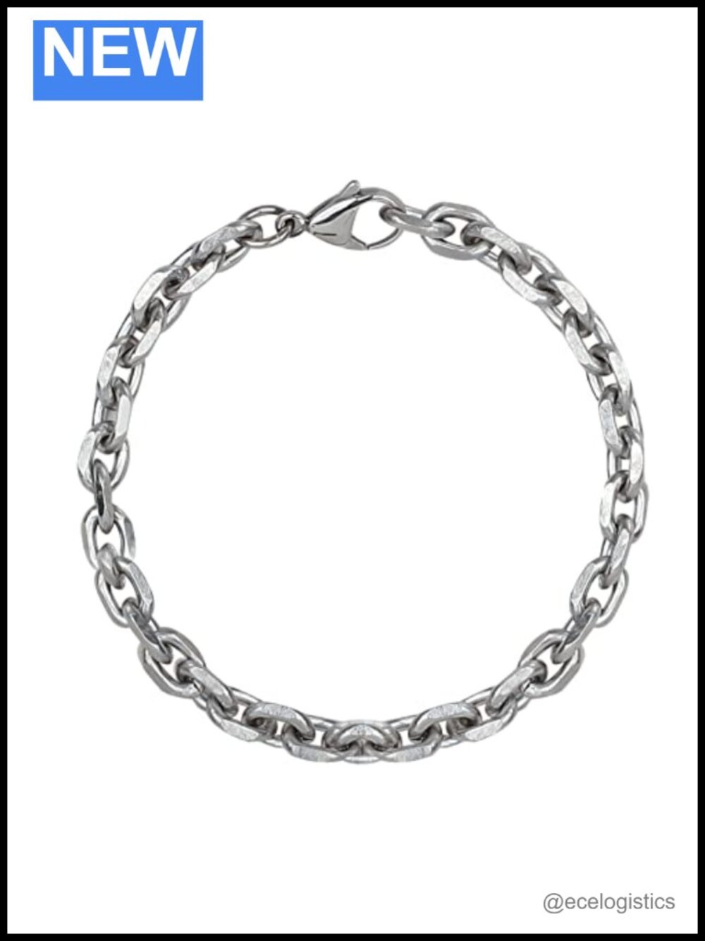 7mm Titanium Chain Bracelet, 7.87" Length